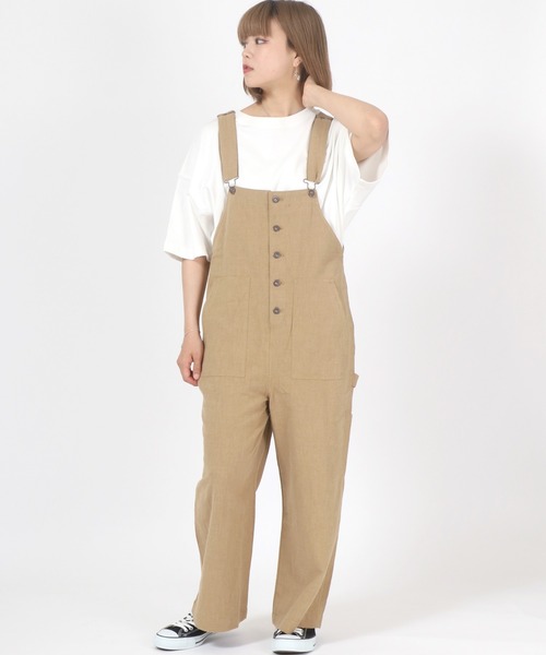 Dickies（ディッキーズ）の「Dickies◆フロントボタン綿麻リネンオーバーオール（サロペット/オーバーオール・レディース・ブラック/カーキ/アイボリー/キャメル・M/L）」の11枚目の写真