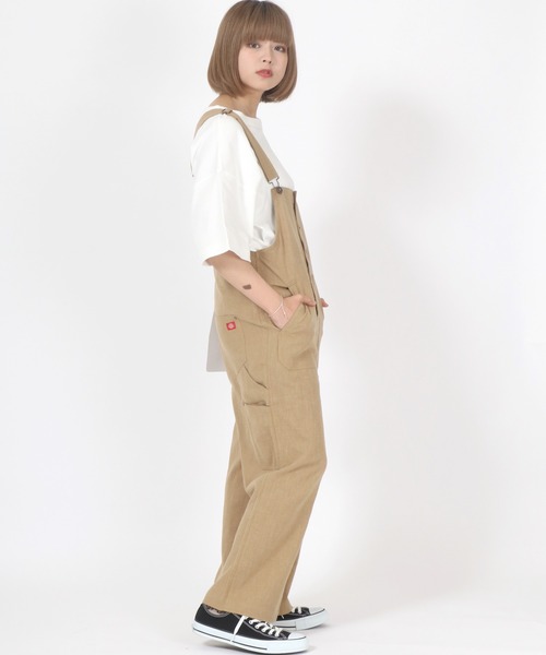 Dickies（ディッキーズ）の「Dickies◆フロントボタン綿麻リネンオーバーオール（サロペット/オーバーオール・レディース・ブラック/カーキ/アイボリー/キャメル・M/L）」の13枚目の写真
