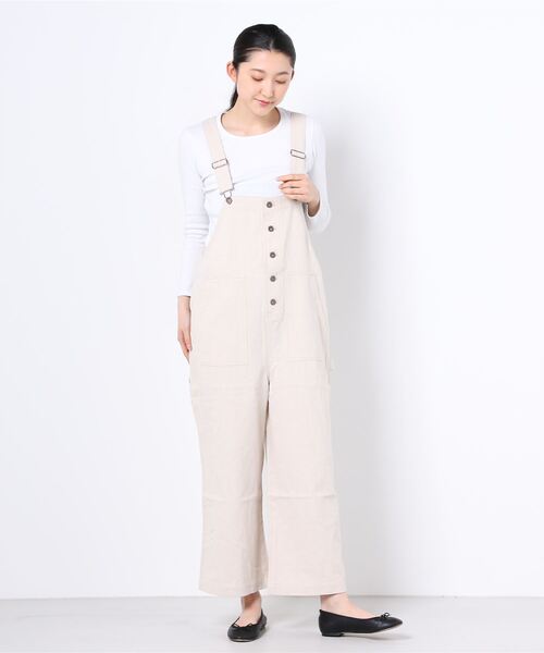 Dickies（ディッキーズ）の「Dickies◆フロントボタン綿麻リネンオーバーオール（サロペット/オーバーオール・レディース・ブラック/カーキ/アイボリー/キャメル・M/L）」の15枚目の写真