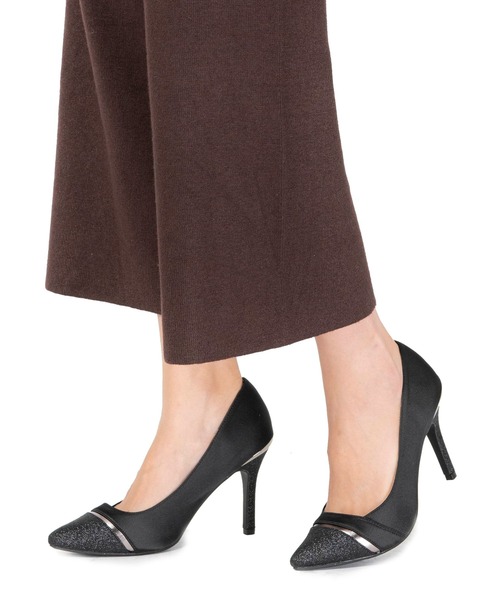 Miminy Piminy（ミミニー ピミニー）の「MiminyPiminy(ミミニーピミニー) つま先ラメ×サテン生地ポインテッドトゥ パンプス（パンプス・レディース・ゴールド/シルバー/ブラック・S/M/L/LL）」の6枚目の写真