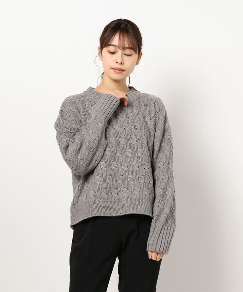 Samansa Mos2（サマンサ モスモス）の「柄編みプルオーバーニット（ニット/セーター・レディース・オフホワイト/グレー/ベージュ・ﾌﾘ-）」の7枚目の写真