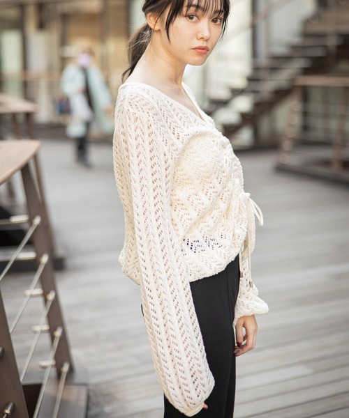 LIPSERVICE（リップサービス）の「ベアSETドロストシアーニット（ニット/セーター・レディース・ホワイト/ブラック/ベージュ・FREE）」の14枚目の写真