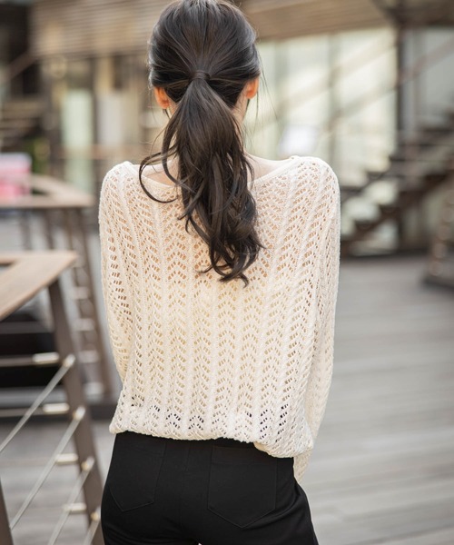 LIPSERVICE（リップサービス）の「ベアSETドロストシアーニット（ニット/セーター・レディース・ホワイト/ブラック/ベージュ・FREE）」の10枚目の写真