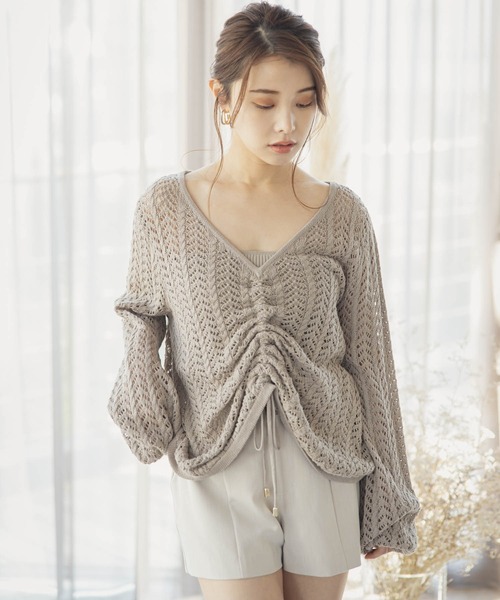 LIPSERVICE（リップサービス）の「ベアSETドロストシアーニット（ニット/セーター・レディース・ホワイト/ブラック/ベージュ・FREE）」の8枚目の写真