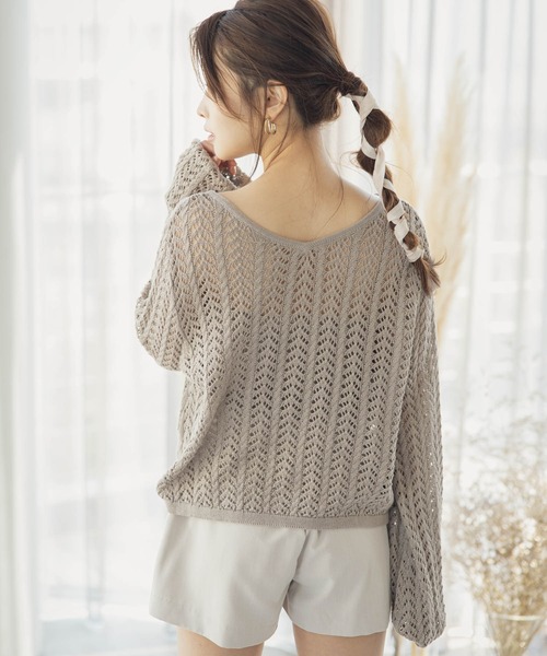 LIPSERVICE（リップサービス）の「ベアSETドロストシアーニット（ニット/セーター・レディース・ホワイト/ブラック/ベージュ・FREE）」の6枚目の写真