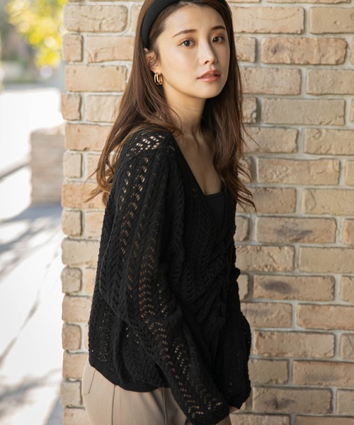 LIPSERVICE（リップサービス）の「ベアSETドロストシアーニット（ニット/セーター・レディース・ホワイト/ブラック/ベージュ・FREE）」の9枚目の写真