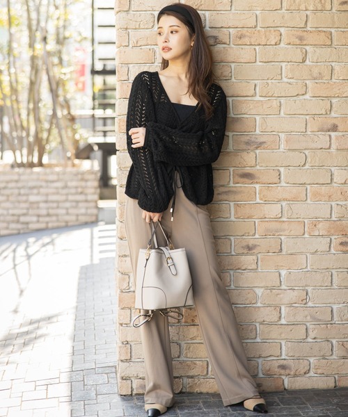 LIPSERVICE（リップサービス）の「ベアSETドロストシアーニット（ニット/セーター・レディース・ホワイト/ブラック/ベージュ・FREE）」の7枚目の写真