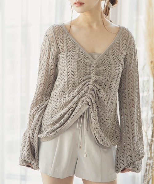 LIPSERVICE（リップサービス）の「ベアSETドロストシアーニット（ニット/セーター・レディース・ホワイト/ブラック/ベージュ・FREE）」の19枚目の写真