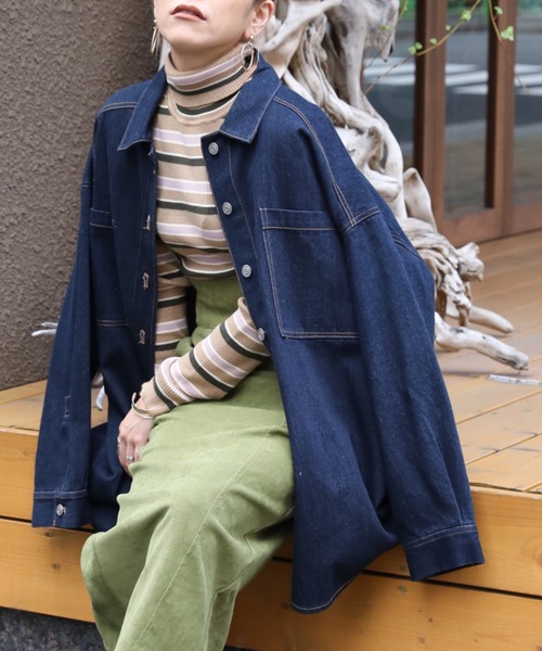 ap retro（アプレトロ）の「デニムビッグシャツジャケット【ZOZO限定商品】（デニムジャケット・レディース・インディゴブルー/ブルー・FREE）」の2枚目の写真