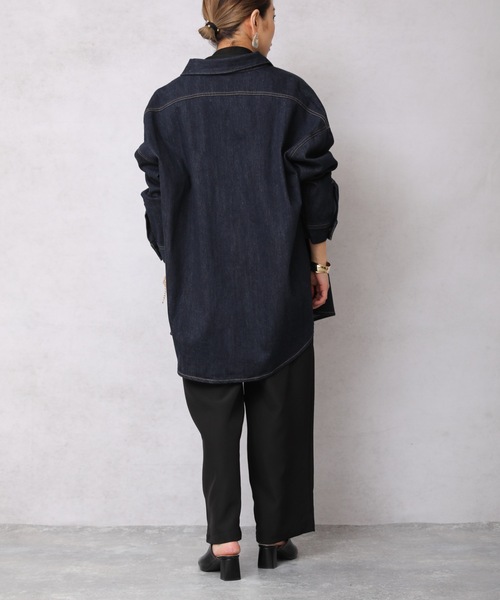 ap retro（アプレトロ）の「デニムビッグシャツジャケット【ZOZO限定商品】（デニムジャケット・レディース・インディゴブルー/ブルー・FREE）」の5枚目の写真