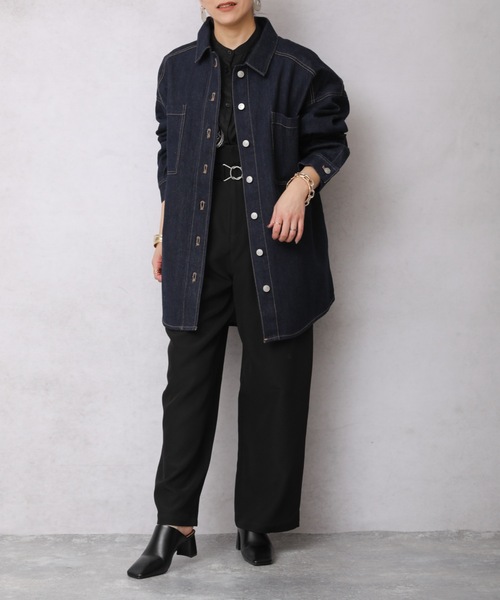 ap retro（アプレトロ）の「デニムビッグシャツジャケット【ZOZO限定商品】（デニムジャケット・レディース・インディゴブルー/ブルー・FREE）」の6枚目の写真