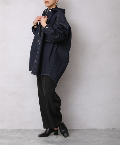 ap retro（アプレトロ）の「デニムビッグシャツジャケット【ZOZO限定商品】（デニムジャケット・レディース・インディゴブルー/ブルー・FREE）」の14枚目の写真