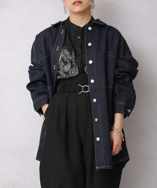 ap retro（アプレトロ）の「デニムビッグシャツジャケット【ZOZO限定商品】（デニムジャケット・レディース・インディゴブルー/ブルー・FREE）」の17枚目の写真