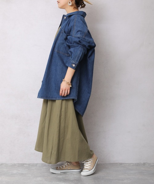 ap retro（アプレトロ）の「デニムビッグシャツジャケット【ZOZO限定商品】（デニムジャケット・レディース・インディゴブルー/ブルー・FREE）」の16枚目の写真