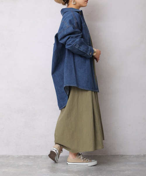 ap retro（アプレトロ）の「デニムビッグシャツジャケット【ZOZO限定商品】（デニムジャケット・レディース・インディゴブルー/ブルー・FREE）」の9枚目の写真