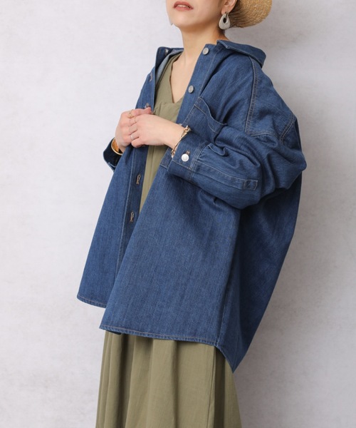 ap retro（アプレトロ）の「デニムビッグシャツジャケット【ZOZO限定商品】（デニムジャケット・レディース・インディゴブルー/ブルー・FREE）」の15枚目の写真