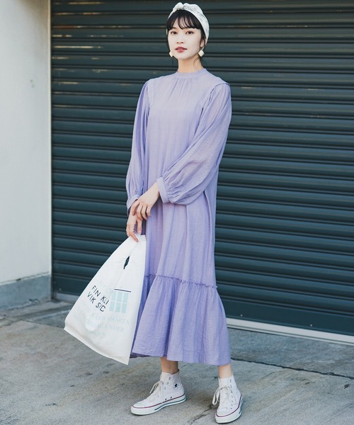 セール ワンピース ワンピース ドレス 気分の上がるかわいげコーデ一直線 軽やか楊柳素材のロングワンピース ワンピース Haco ハコ のファッション