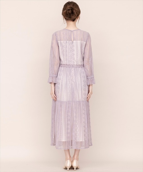 WILLSELECTION（ウィルセレクション）の「ストライプレース切替ドレス（ドレス・レディース・ブラック/サックスブルー/ミント/ラベンダー・MEDIUM）」の7枚目の写真