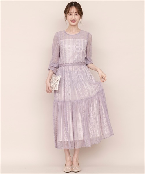WILLSELECTION（ウィルセレクション）の「ストライプレース切替ドレス（ドレス・レディース・ブラック/サックスブルー/ミント/ラベンダー・MEDIUM）」の9枚目の写真