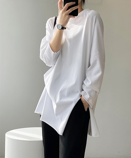 c.u.l(シーユーエル)の「【c.u.l:w】裾スリットラグラン無地カットソー culw33(Tシャツ/カットソー・レディース・ブラック/ホワイト・FREE)」の11枚目の写真