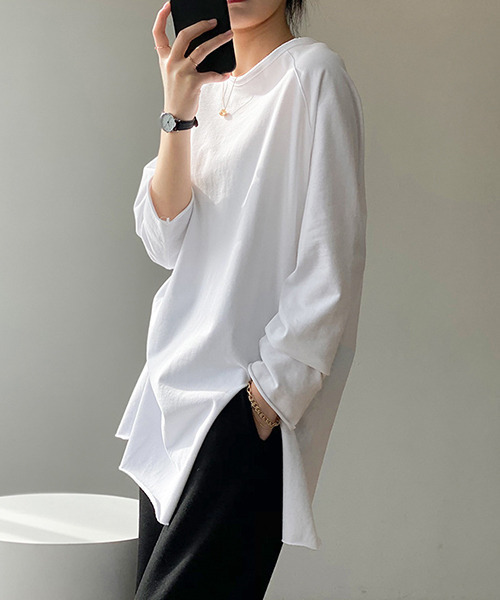 c.u.l(シーユーエル)の「【c.u.l:w】裾スリットラグラン無地カットソー culw33(Tシャツ/カットソー・レディース・ブラック/ホワイト・FREE)」の13枚目の写真