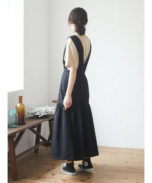 Sugar spoon（シュガースプーン）の「・SUGAR SPOON Vネックティアードジャンスカ＊（ワンピース・レディース・ベージュ/ブラック/グリーン・FREE）」の12枚目の写真