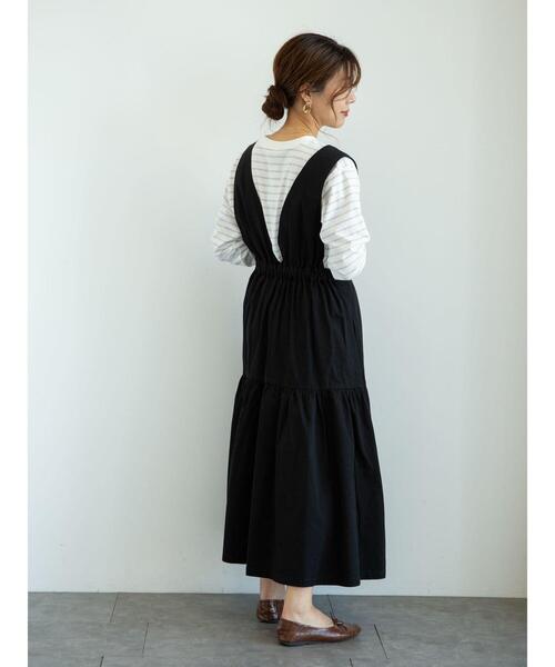 Sugar spoon（シュガースプーン）の「・SUGAR SPOON Vネックティアードジャンスカ＊（ワンピース・レディース・ベージュ/ブラック/グリーン・FREE）」の15枚目の写真