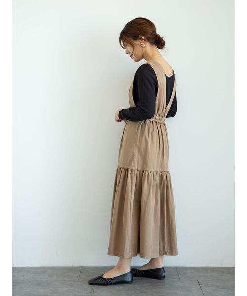 Sugar spoon（シュガースプーン）の「・SUGAR SPOON Vネックティアードジャンスカ＊（ワンピース・レディース・ベージュ/ブラック/グリーン・FREE）」の17枚目の写真