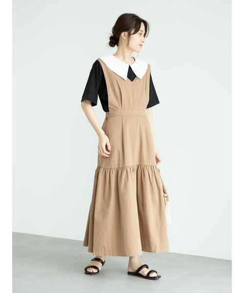 Sugar spoon（シュガースプーン）の「・SUGAR SPOON Vネックティアードジャンスカ＊（ワンピース・レディース・ベージュ/ブラック/グリーン・FREE）」の19枚目の写真