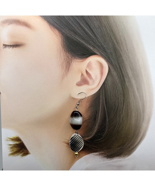 tone(トーン)の「【-lensa-】ココナッツ天然石&メタルチャームピアス(MA)(ピアス(両耳用)・レディース・シルバー・FREE)」の5枚目の写真