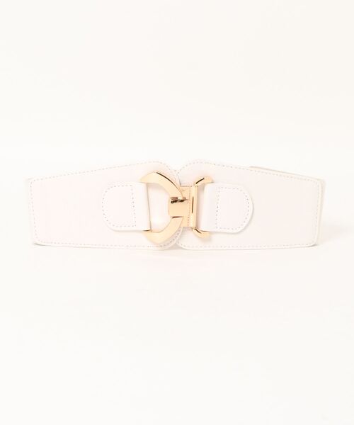 SPIGA(スピーガ)の「コルセット風ゴールドバックル太ベルト(ベルト・レディース・ホワイト/ブラック・FREE)」の4枚目の写真