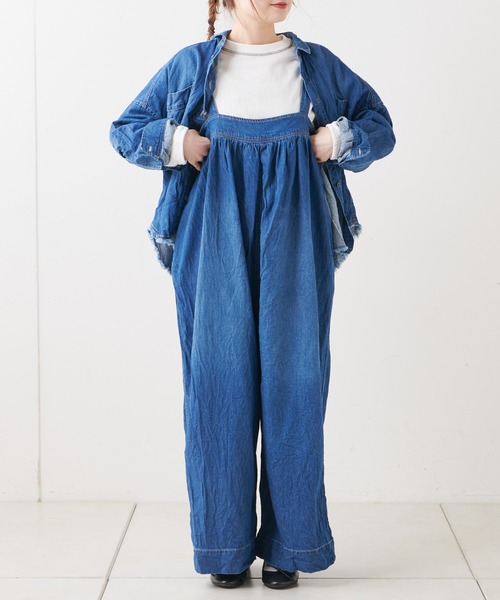 PUAL CE CIN（ピュアルセシン）の「綿ヘンプ デニムサロペット（サロペット/オーバーオール・レディース・インディゴブルー/ブルー・FREE）」の13枚目の写真