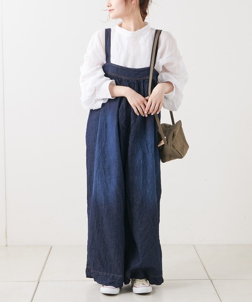 PUAL CE CIN（ピュアルセシン）の「綿ヘンプ デニムサロペット（サロペット/オーバーオール・レディース・インディゴブルー/ブルー・FREE）」の11枚目の写真