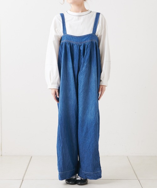 PUAL CE CIN（ピュアルセシン）の「綿ヘンプ デニムサロペット（サロペット/オーバーオール・レディース・インディゴブルー/ブルー・FREE）」の9枚目の写真