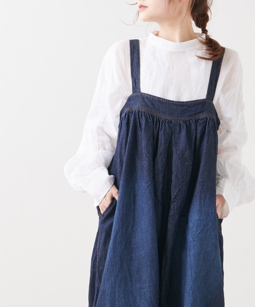 PUAL CE CIN（ピュアルセシン）の「綿ヘンプ デニムサロペット（サロペット/オーバーオール・レディース・インディゴブルー/ブルー・FREE）」の14枚目の写真