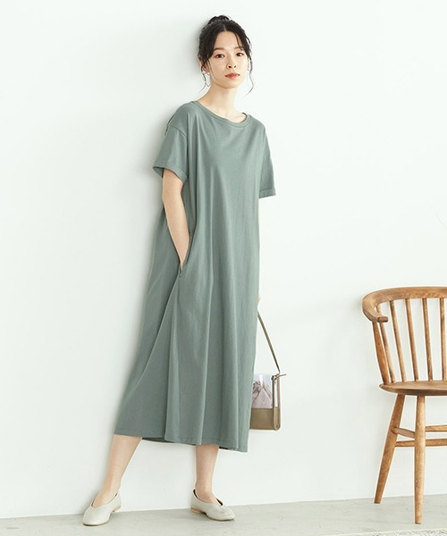 ONIGIRI（オニギリ）の「Tシャツワンピース（ワンピース・レディース・チャコール/ベージュ/ターコイズブルー・MEDIUM/LARGE）」の7枚目の写真