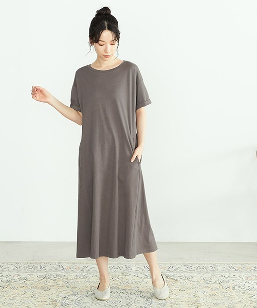 ONIGIRI（オニギリ）の「Tシャツワンピース（ワンピース・レディース・チャコール/ベージュ/ターコイズブルー・MEDIUM/LARGE）」の20枚目の写真