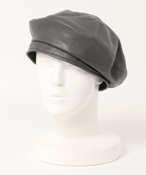 Q（キュー）の「フェイクレザーベレー（ハンチング/ベレー帽・レディース・ブラック/グレー・ONE SIZE）」の5枚目の写真