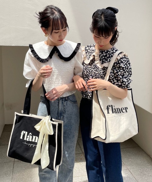 one after another NICE CLAUP(ワンアフターアナザーナイスクラップ)の「【Web限定】リボン付ロゴトートバッグ(トートバッグ・レディース・ブラック/アイボリー・FREE)」の15枚目の写真