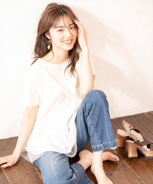 WILLSELECTION（ウィルセレクション）の「異素材ＭＩＸチュニックＴシャツ（Tシャツ/カットソー・レディース・オフホワイト/チャコールグレー・MEDIUM）」の4枚目の写真