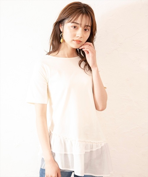 WILLSELECTION（ウィルセレクション）の「異素材ＭＩＸチュニックＴシャツ（Tシャツ/カットソー・レディース・オフホワイト/チャコールグレー・MEDIUM）」の5枚目の写真