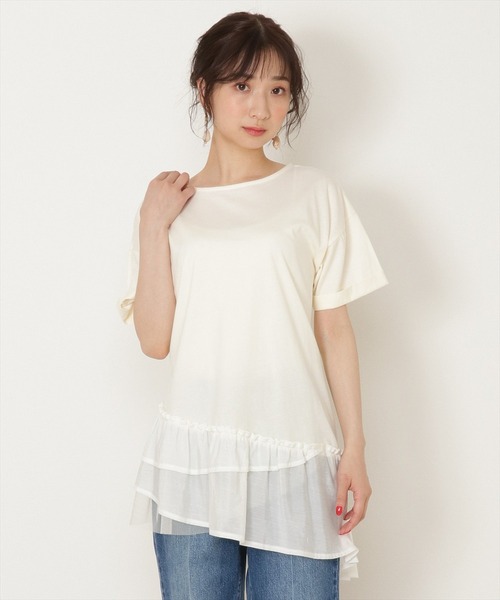 WILLSELECTION（ウィルセレクション）の「異素材ＭＩＸチュニックＴシャツ（Tシャツ/カットソー・レディース・オフホワイト/チャコールグレー・MEDIUM）」の6枚目の写真