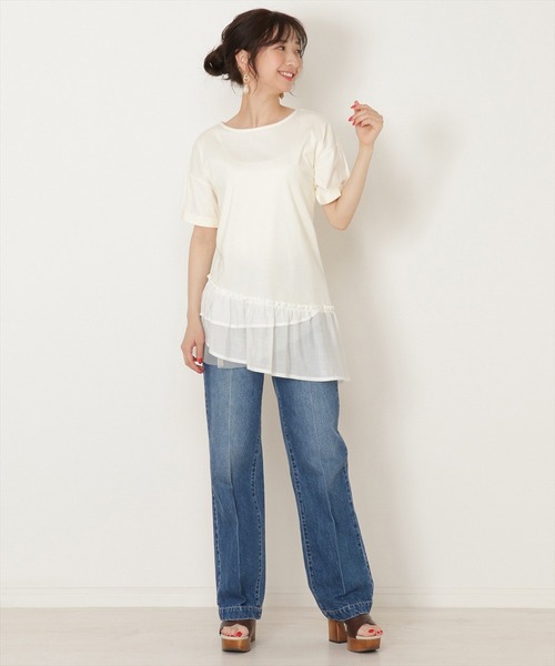 WILLSELECTION（ウィルセレクション）の「異素材ＭＩＸチュニックＴシャツ（Tシャツ/カットソー・レディース・オフホワイト/チャコールグレー・MEDIUM）」の9枚目の写真