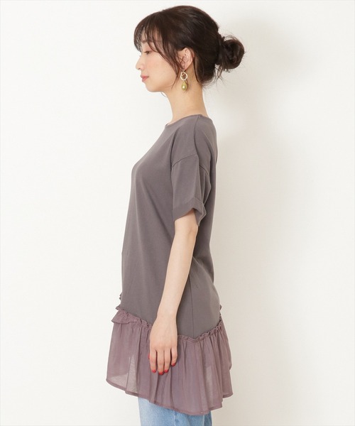 WILLSELECTION（ウィルセレクション）の「異素材ＭＩＸチュニックＴシャツ（Tシャツ/カットソー・レディース・オフホワイト/チャコールグレー・MEDIUM）」の13枚目の写真