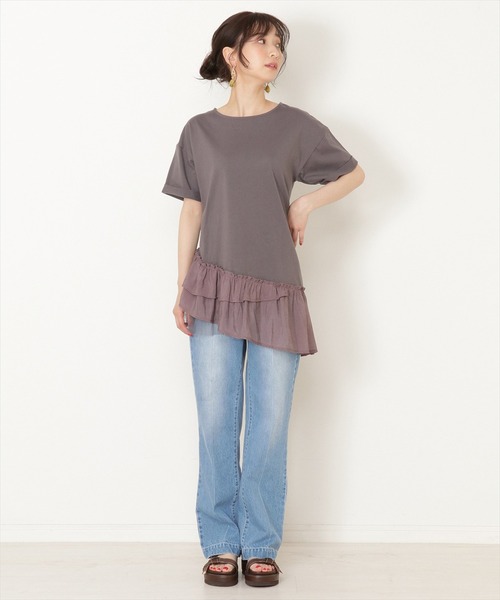 WILLSELECTION（ウィルセレクション）の「異素材ＭＩＸチュニックＴシャツ（Tシャツ/カットソー・レディース・オフホワイト/チャコールグレー・MEDIUM）」の15枚目の写真