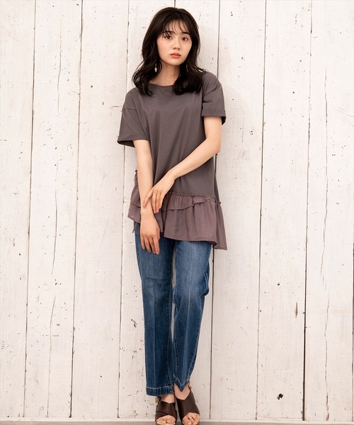 WILLSELECTION（ウィルセレクション）の「異素材ＭＩＸチュニックＴシャツ（Tシャツ/カットソー・レディース・オフホワイト/チャコールグレー・MEDIUM）」の22枚目の写真