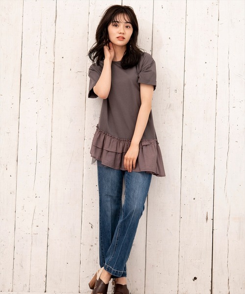 WILLSELECTION（ウィルセレクション）の「異素材ＭＩＸチュニックＴシャツ（Tシャツ/カットソー・レディース・オフホワイト/チャコールグレー・MEDIUM）」の20枚目の写真