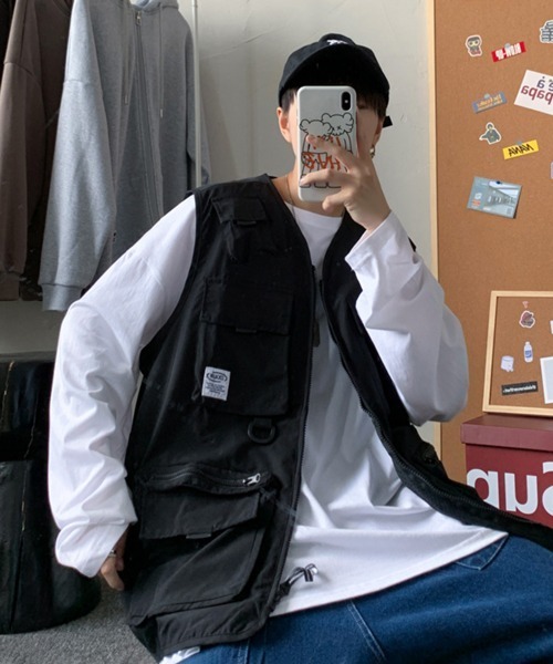 NOWLE（ノウル）の「【NOWLE】ビッグポケット フィッシングベスト（ベスト・メンズ・ブラック/カーキ・MEDIUM/LARGE/X-LARGE/XX-LARGE）」の3枚目の写真