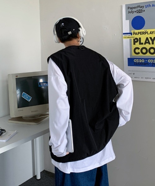 NOWLE（ノウル）の「【NOWLE】ビッグポケット フィッシングベスト（ベスト・メンズ・ブラック/カーキ・MEDIUM/LARGE/X-LARGE/XX-LARGE）」の5枚目の写真