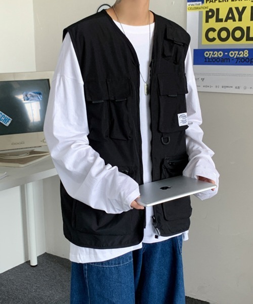 NOWLE（ノウル）の「【NOWLE】ビッグポケット フィッシングベスト（ベスト・メンズ・ブラック/カーキ・MEDIUM/LARGE/X-LARGE/XX-LARGE）」の6枚目の写真